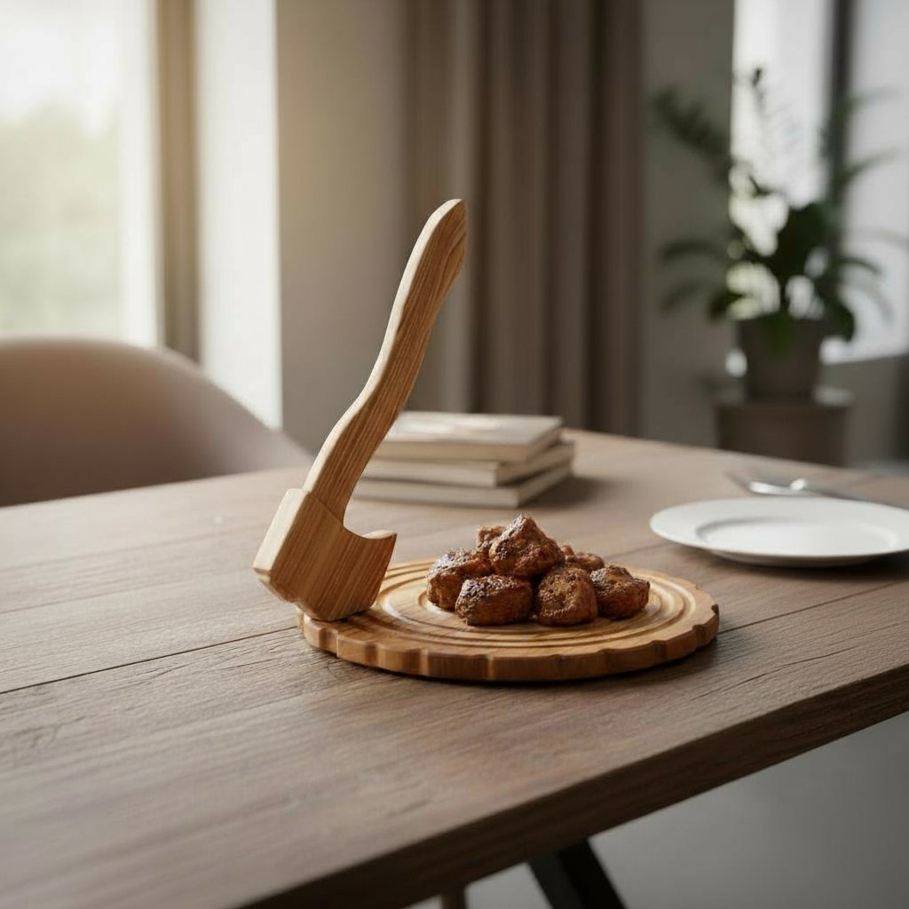 Serving Board “Log with Axe” for Meat Dishes, 30 cm