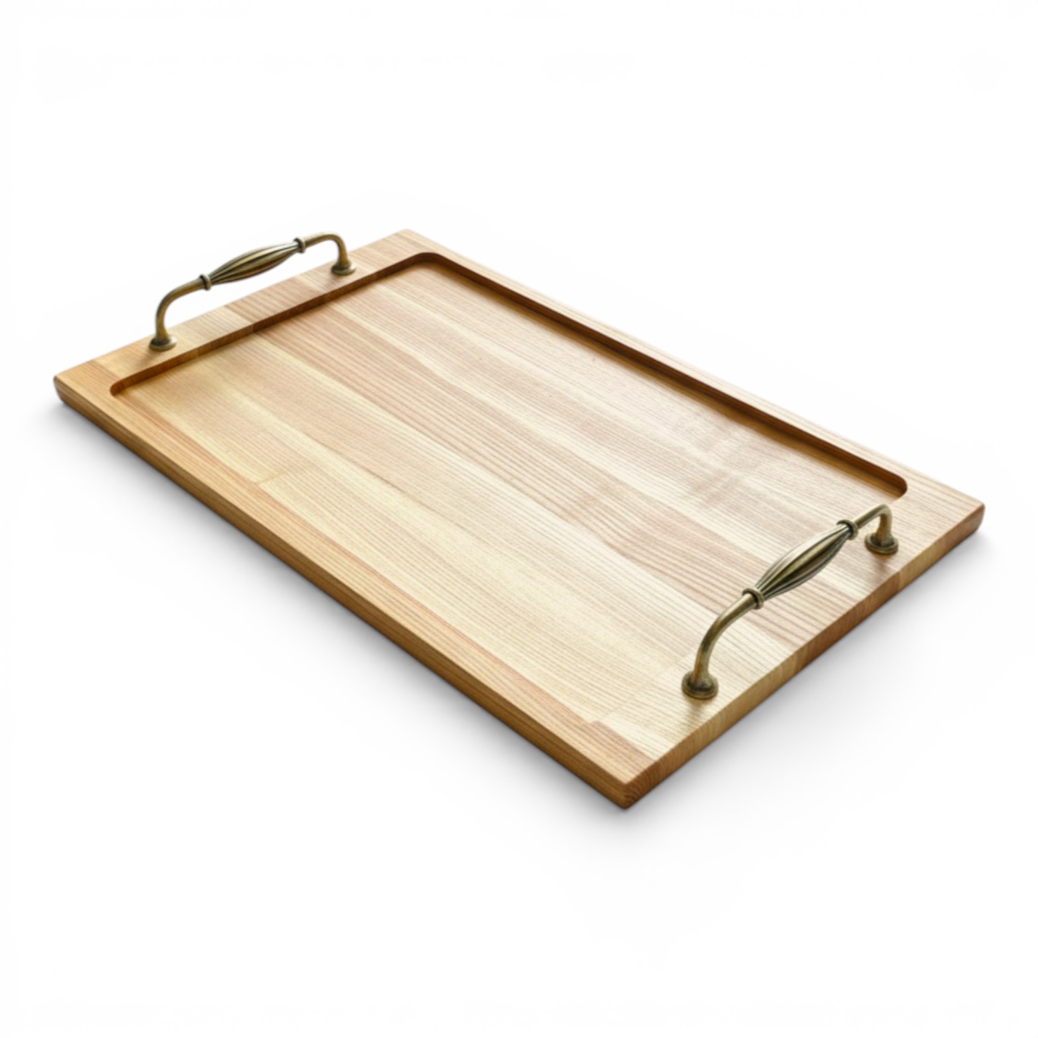 Wooden Serving Tray “Vintage” with Metal Handles, 40×25 cm