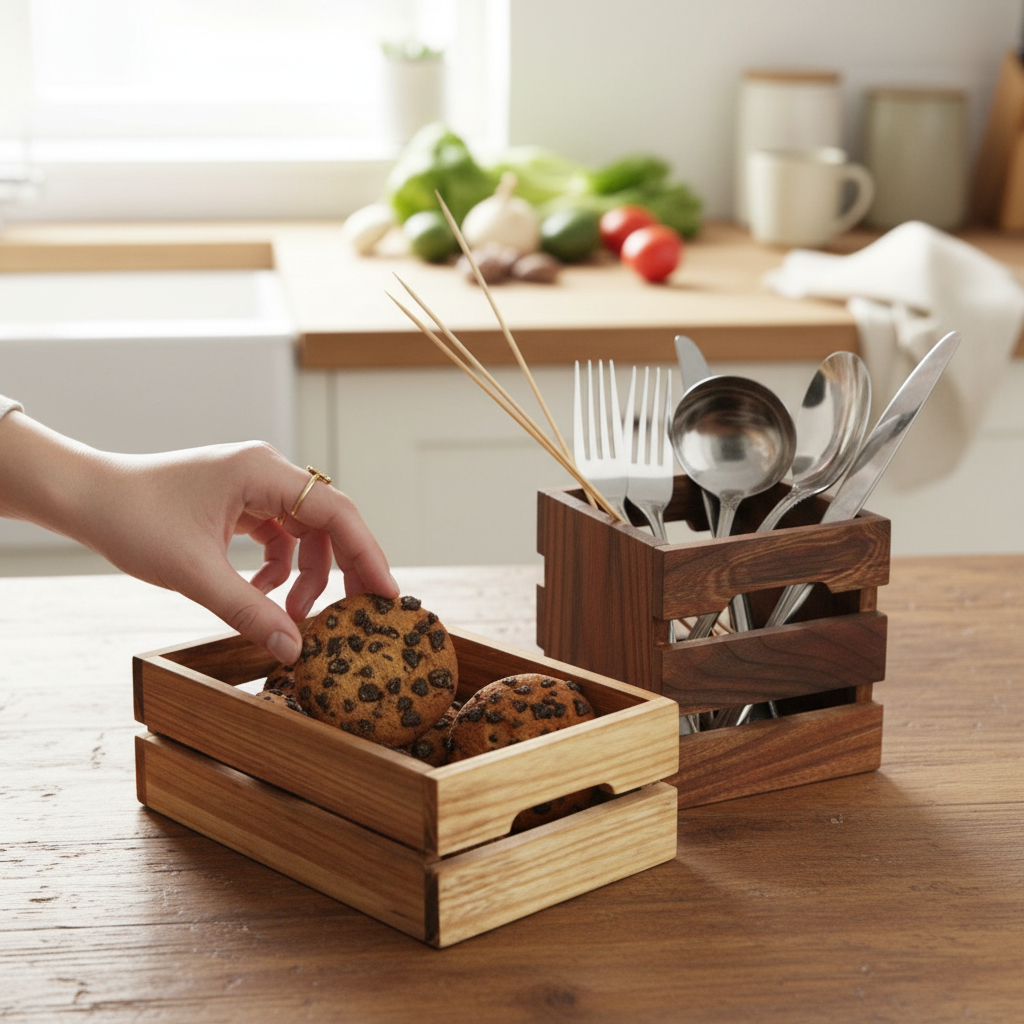 Serving Set “Country” with Two Trays for Bread and Cutlery