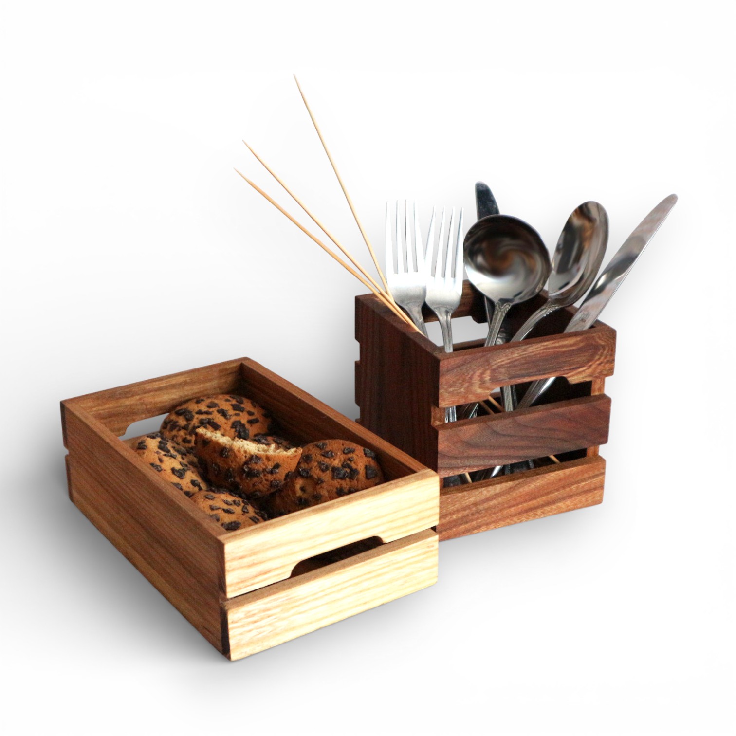 Serving Set “Country” with Two Trays for Bread and Cutlery