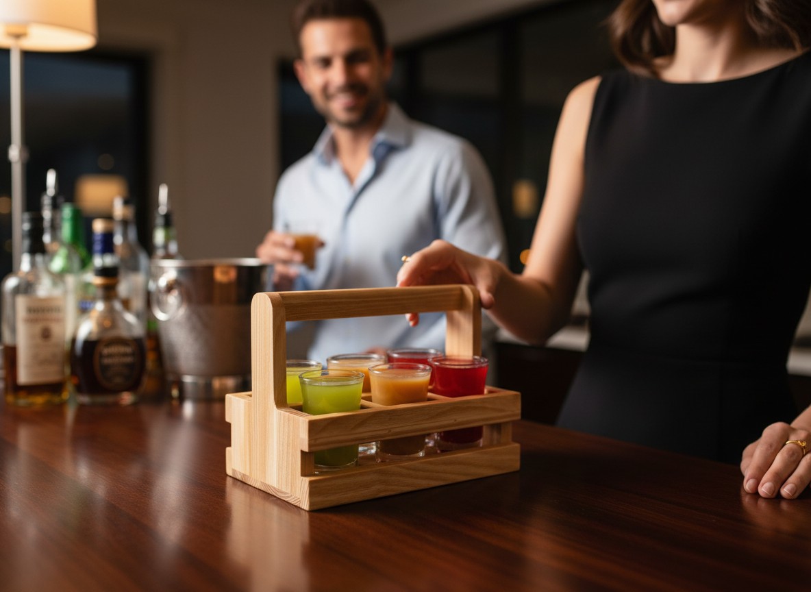 Shot Glass Holder for 6 Glasses “Country” 45×45 mm Slots