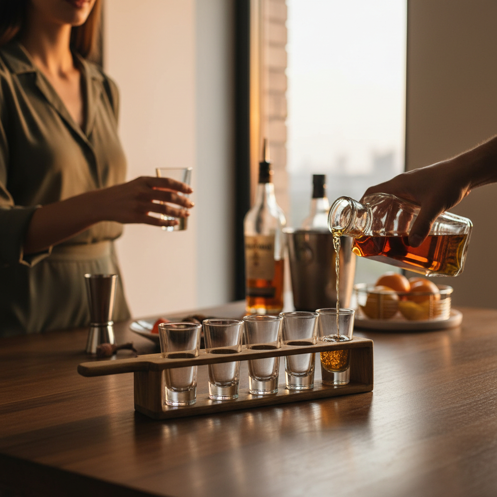 Shot Glass Holder “Baikiv”, Ø40 mm Holes, 5 Holes