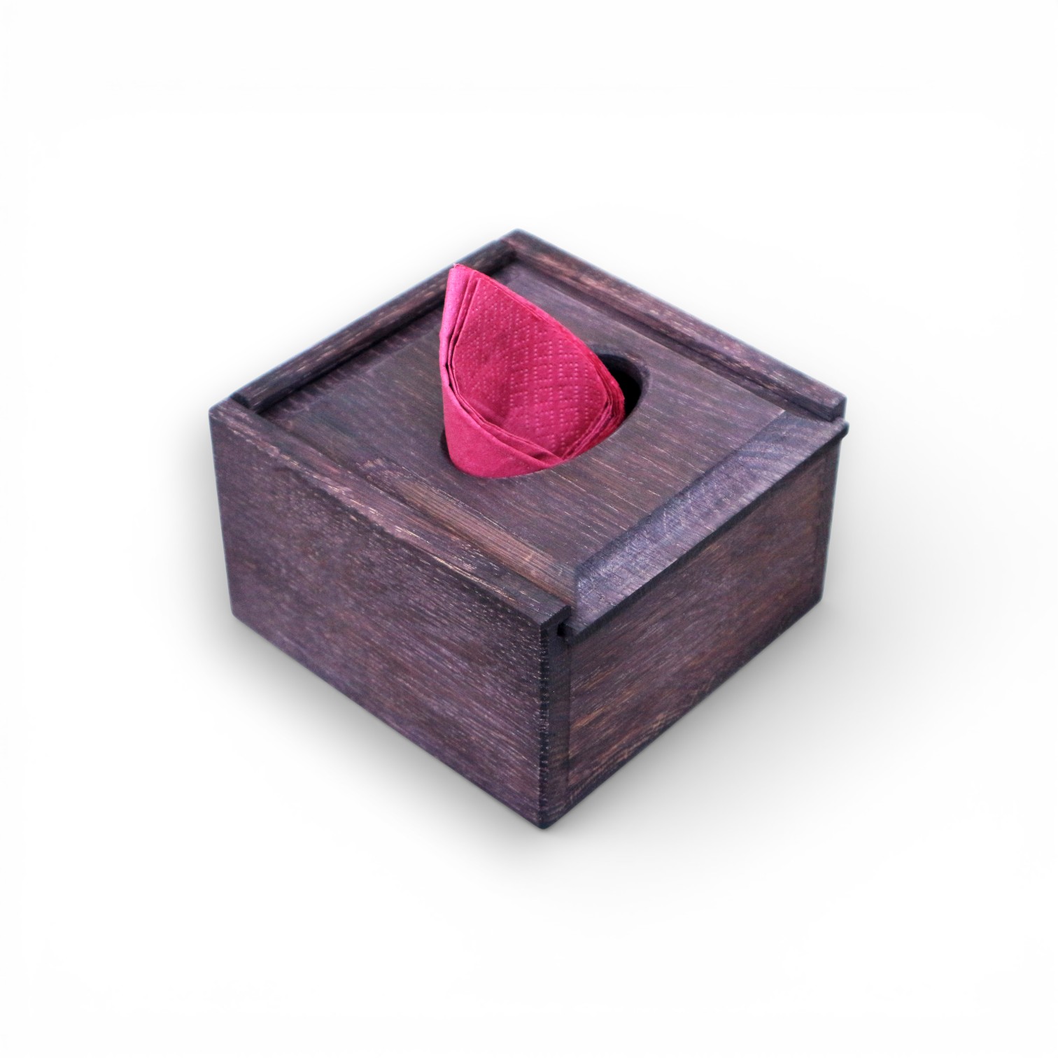 Wooden Napkin Holder Box “Oval” Wenge from Ash Wood, 13×13×7 cm
