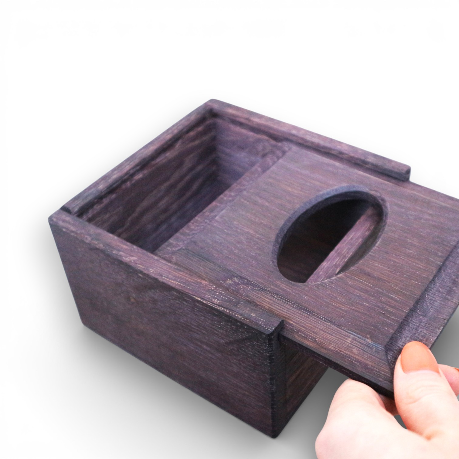 Wooden Napkin Holder Box “Oval” Wenge from Ash Wood, 13×13×7 cm