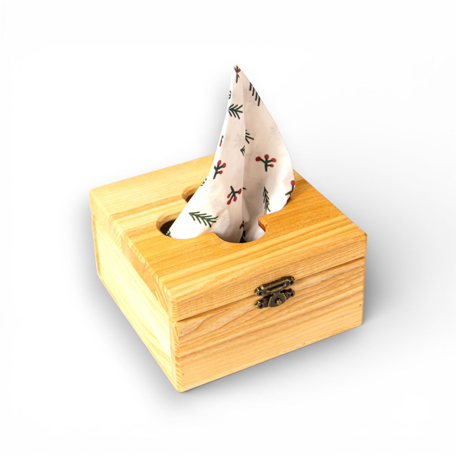 Wooden Napkin Holder Box “Chest” from Ash Wood, 13×13×7 cm