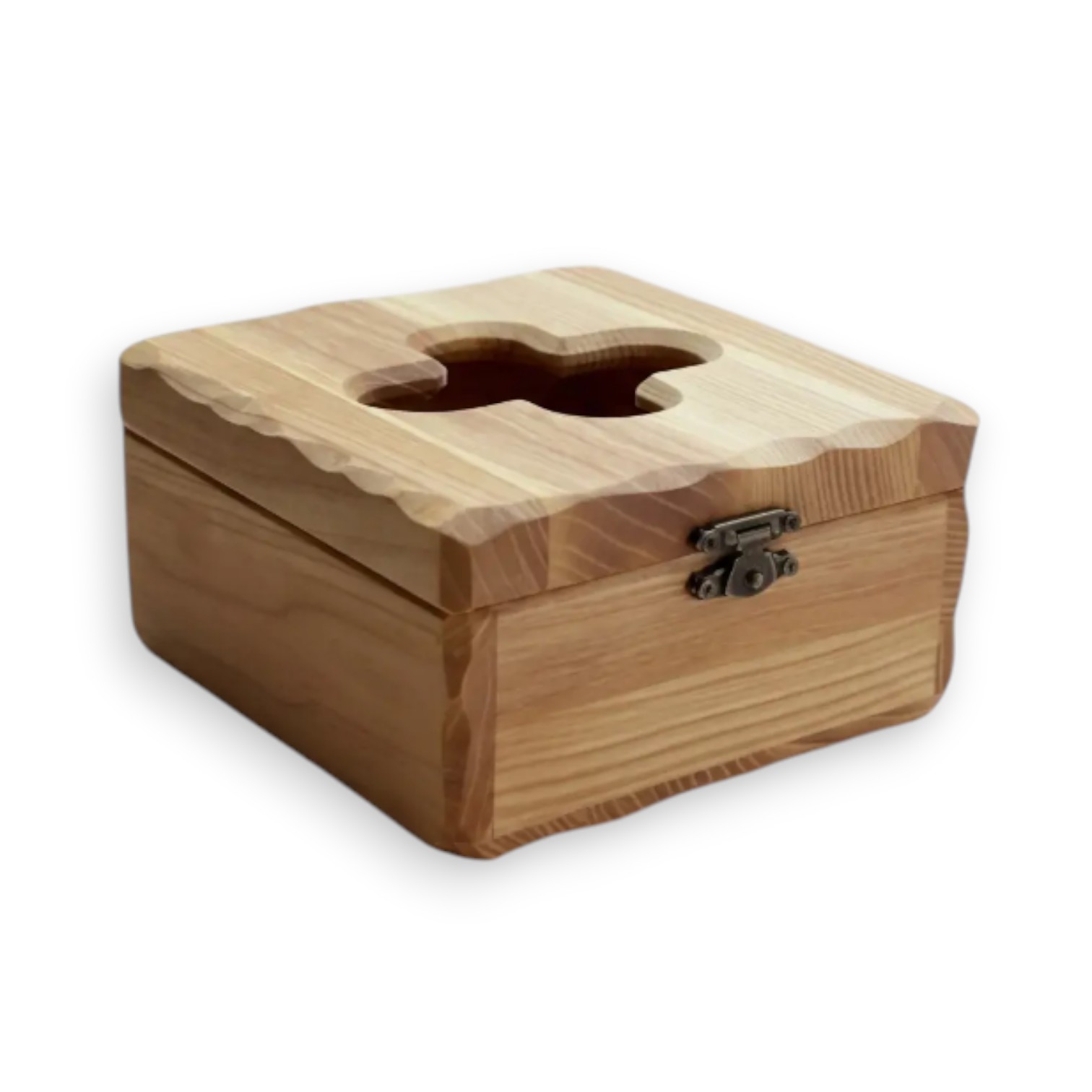 Wooden Napkin Holder Box “Carpathian Chest” from Ash Wood, 13×13×7 cm