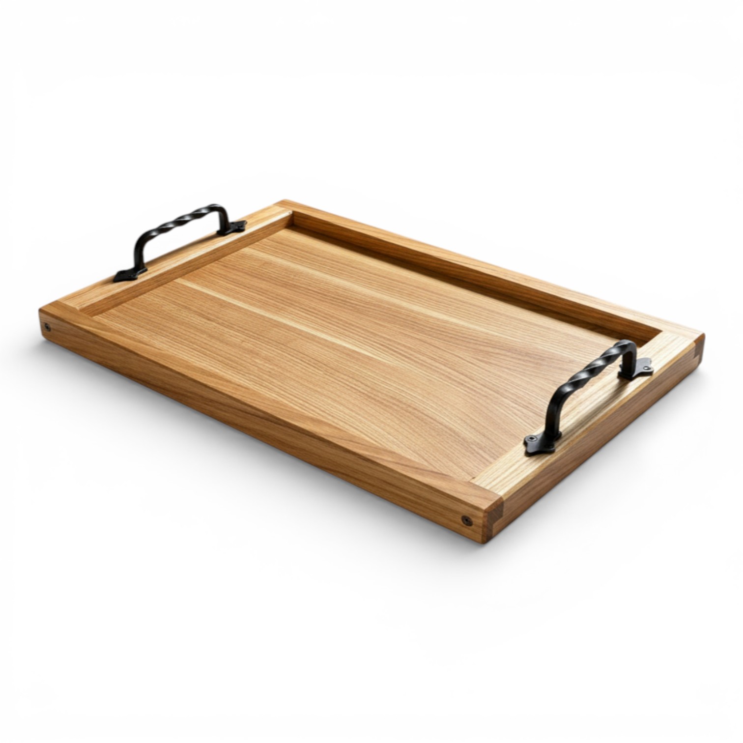 Wooden Serving Tray “Koval” with Metal Handles, 45×30 cm