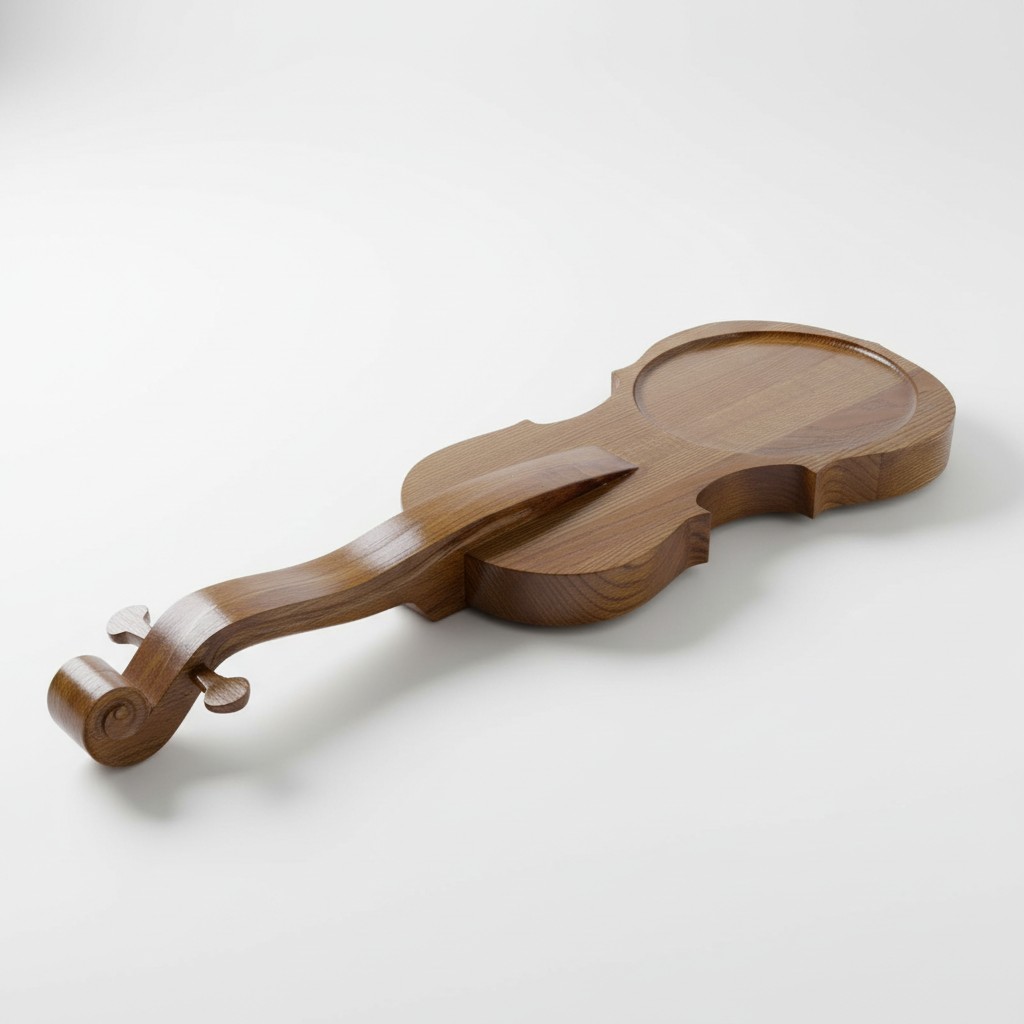 Violin-Shaped Serving Board Tray 56×19 cm