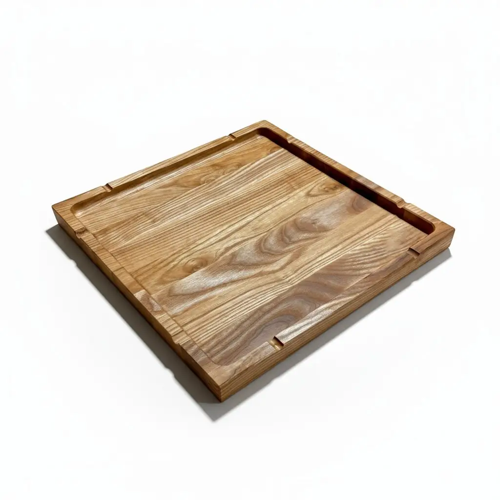 Wooden “Foodie” Steak Serving Board with Juice Groove, Ash, 29×29 cm