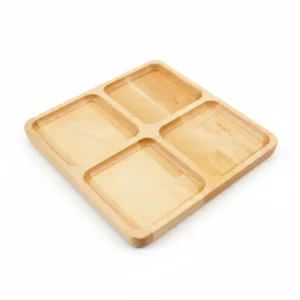 Wooden “Window” Divided Serving Tray, Ash, 24×24 cm