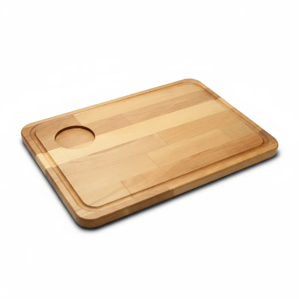 Wooden “Beer” Serving Board with Sauce Cup Recess, Ash, 36×25 cm