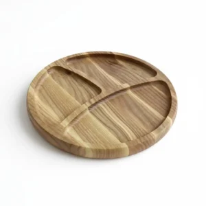 Wooden “Smile” Divided Serving Tray, Ash, Diameter 29 cm