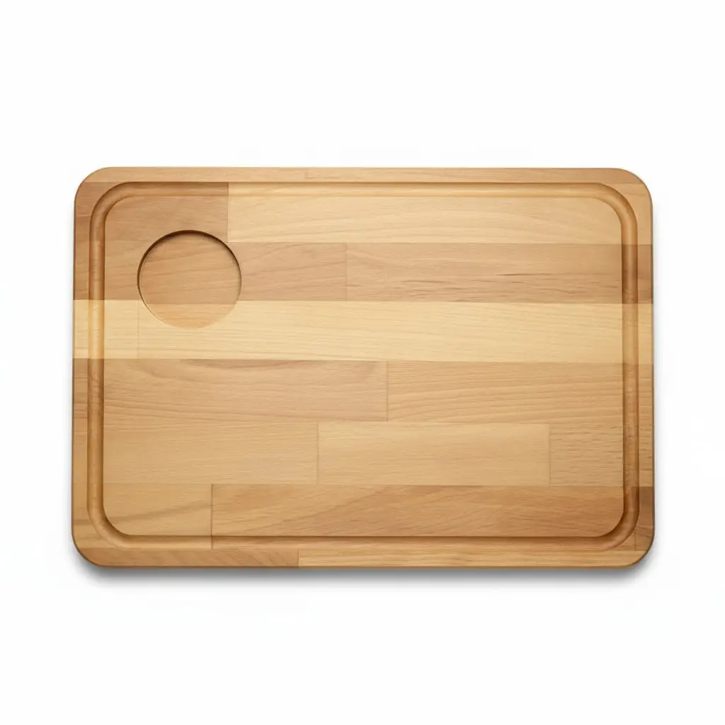 Wooden “Beer” Serving Board with Sauce Cup Recess, Ash, 36×25 cm