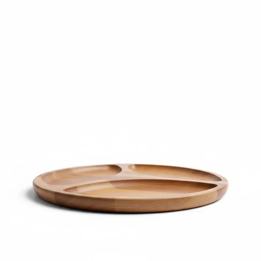 Wooden “Spin” Divided Serving Tray, Ash, Diameter 24 cm