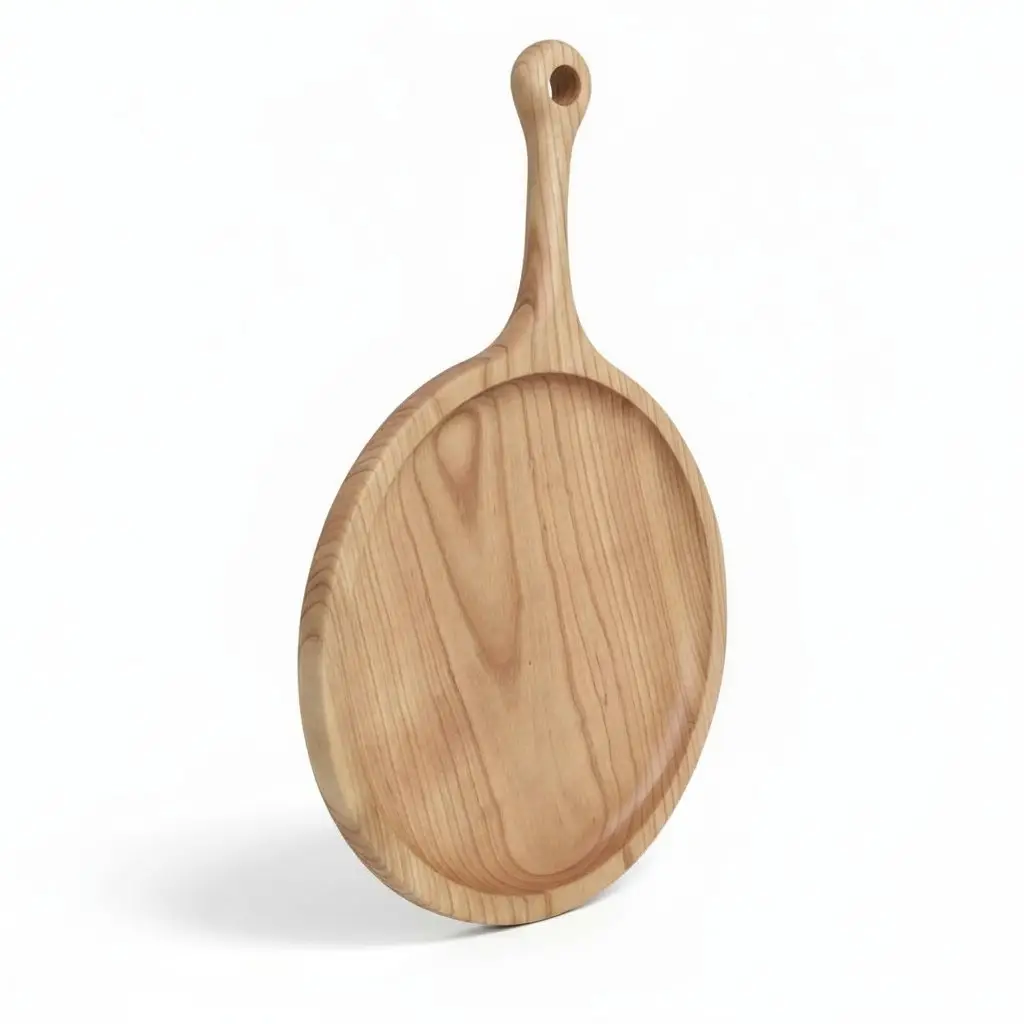 Wooden “Italy” Serving Plate with Handle, Ash, Diameter 20 cm