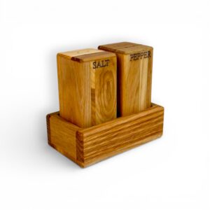 Wooden Spice Set “Compact” Сіль/Перець from Ash Wood, 12×7×10 cm