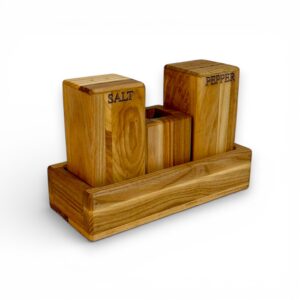 Wooden Spice Set “Classic Combination” Salt/Pepper from Ash Wood, 16×7×10 cm