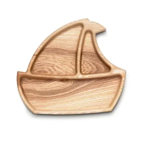 Дитяча екологічна тарілка з дерева у формі тварини "Кораблик" ясень LascoWood.