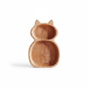 Дитяча екологічна тарілка з дерева у формі тварини "Кошеня" ясень LascoWood.