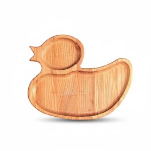 Дитяча екологічна тарілка з дерева у формі тварини "Качечка" ясень LascoWood.