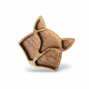 Дитяча екологічна тарілка з дерева у формі тварини "Лисеня" ясень LascoWood.