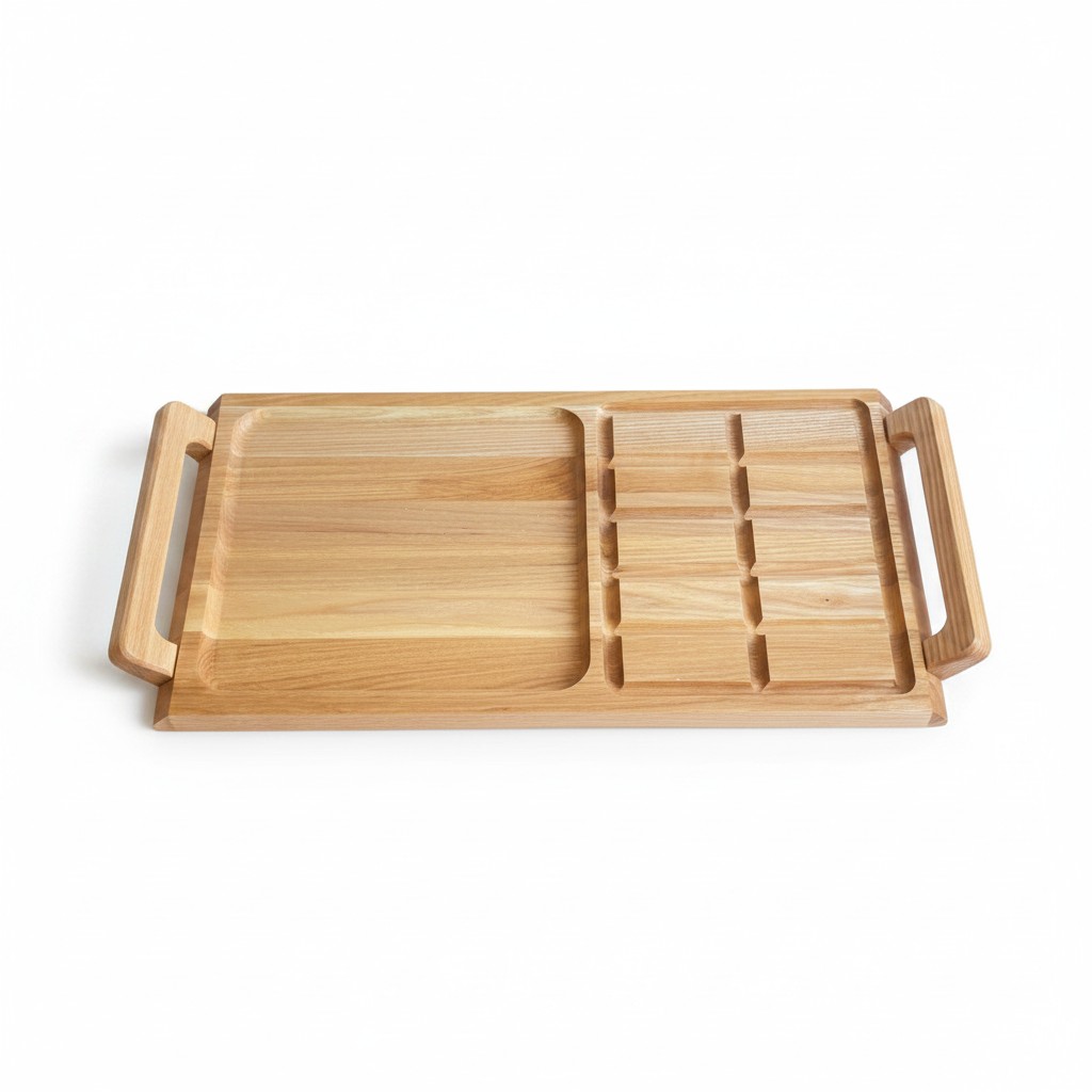 Wooden “Steak & Side Dish” Serving Board with Handles, Ash, 41×23 cm