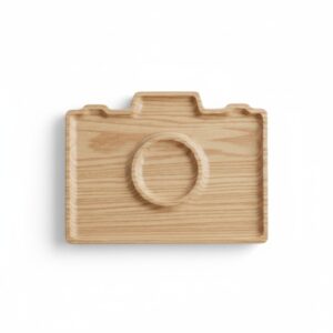 Дитяча екологічна тарілка з дерева у формі тварини "Фотограф" ясень LascoWood.