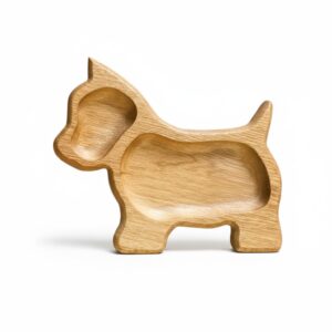 Дитяча екологічна тарілка з дерева у формі тварини "Цуцик" ясень LascoWood.